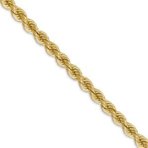 5mm, 14k Yellow Gold, Handmade Solid Rope Chain Necklace, 24 Inch
